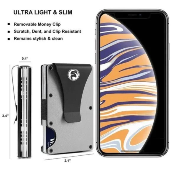 New Front Pocket Slim Money Clip Wallet for Men, Wood American Flag-Gray - Picture 5 of 6